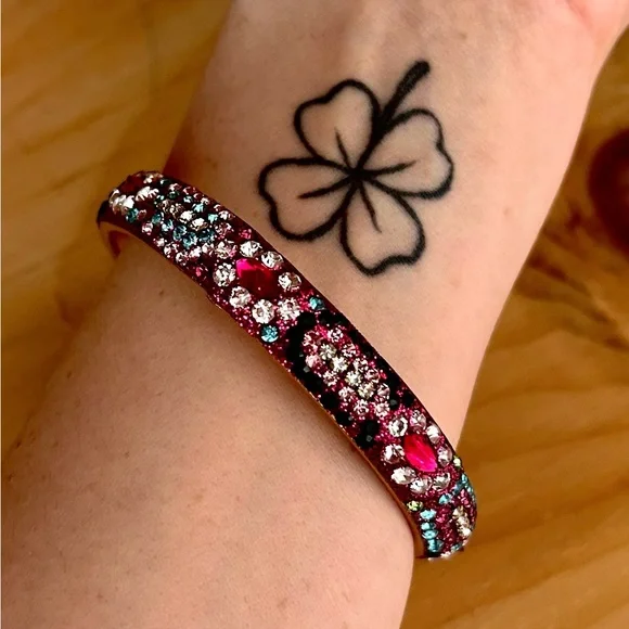 Deepa Gurnani Thin Multicolored Rhinestone Bangle - Picture 8 of 8